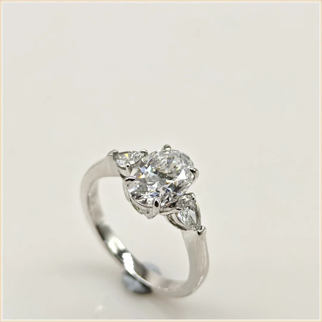 2ct Oval 3 stones E Color CVD Lab Grown Diamond Rings for Women Proposal Wedding Bride Jewelry fashion jewelry wholesale