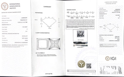 1ct 1.5ct 2ct 2.5ct 3ct 5ct Lab Grown Diamonds Princess Cut IGI GIA Certificate HPHT CVD Laboratory Diamond Wholesale