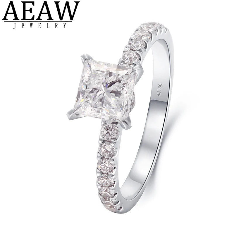 1ct DEF VS-VVS Princess Cut HPHT CVD Lab Grown Diamond Real Solid 14K Gold Engagement Wedding Ring for Women IGI Certificate
