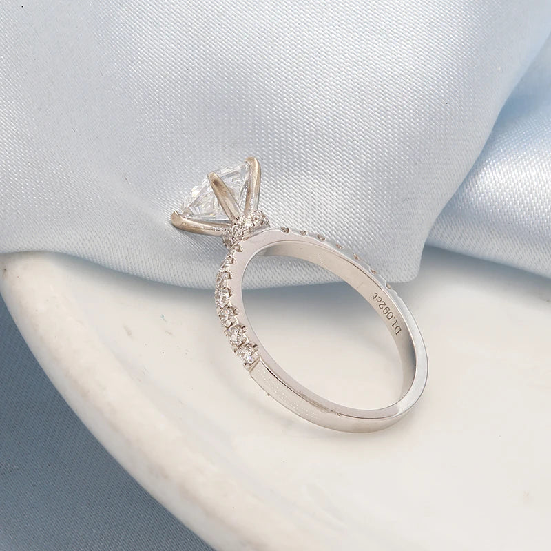 1ct DEF VS-VVS Princess Cut HPHT CVD Lab Grown Diamond Real Solid 14K Gold Engagement Wedding Ring for Women IGI Certificate