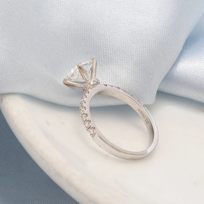 1ct DEF VS-VVS Princess Cut HPHT CVD Lab Grown Diamond Real Solid 14K Gold Engagement Wedding Ring for Women IGI Certificate